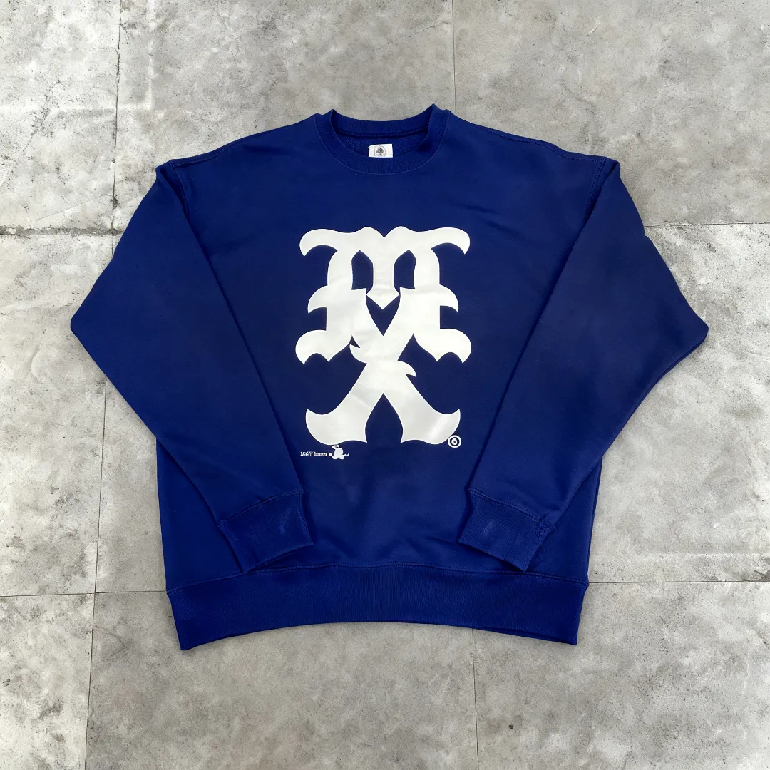 SAINT MICHAEL 25FO CREW SWEAT MX American retro velvet loose round neck sweatshirt Fabric: 420g Style number: SM610 Size: S-M-L-XL Color: black-blue Price: P190